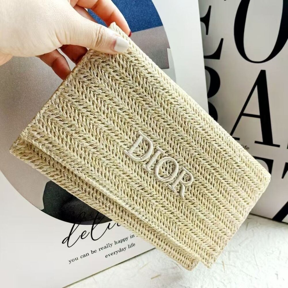 Dior Raffia Straw Clutch Bag